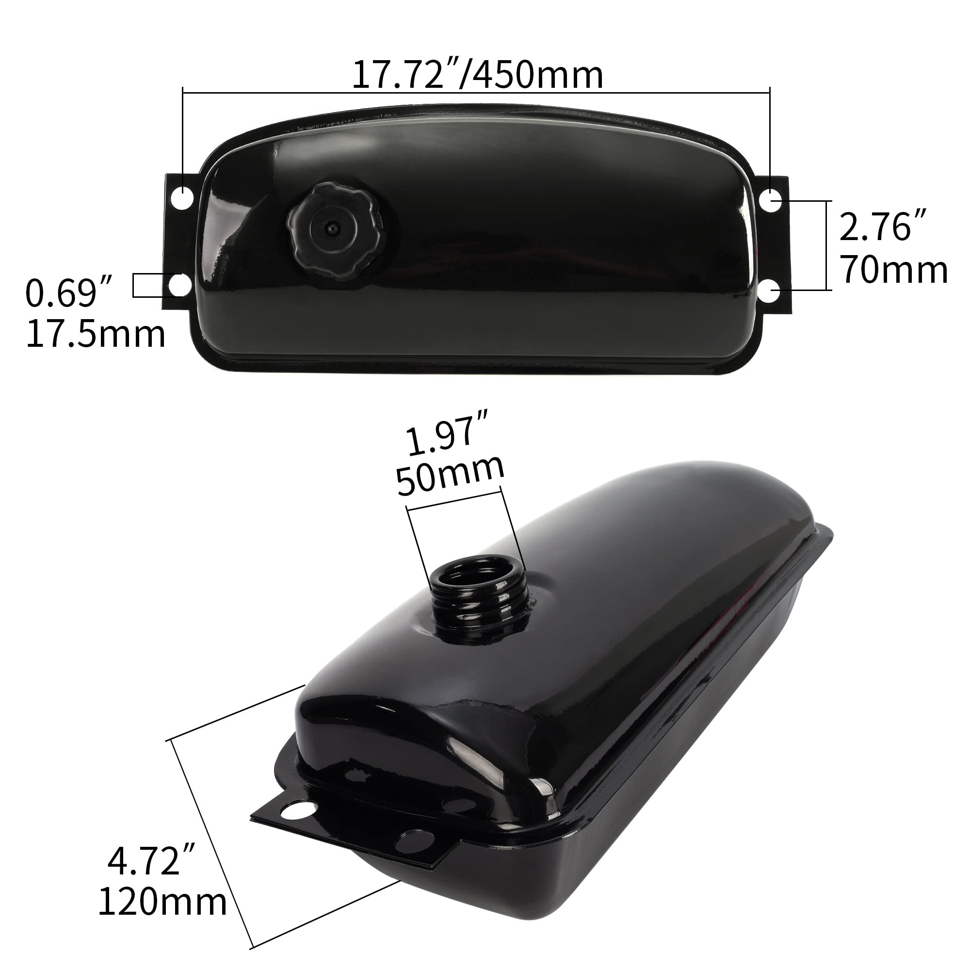 MTATCN Gas Fuel Tank with Cap & Vent Tube for 150cc 250cc Go Karts, Alloy Steel, Model QHAS-1-30
