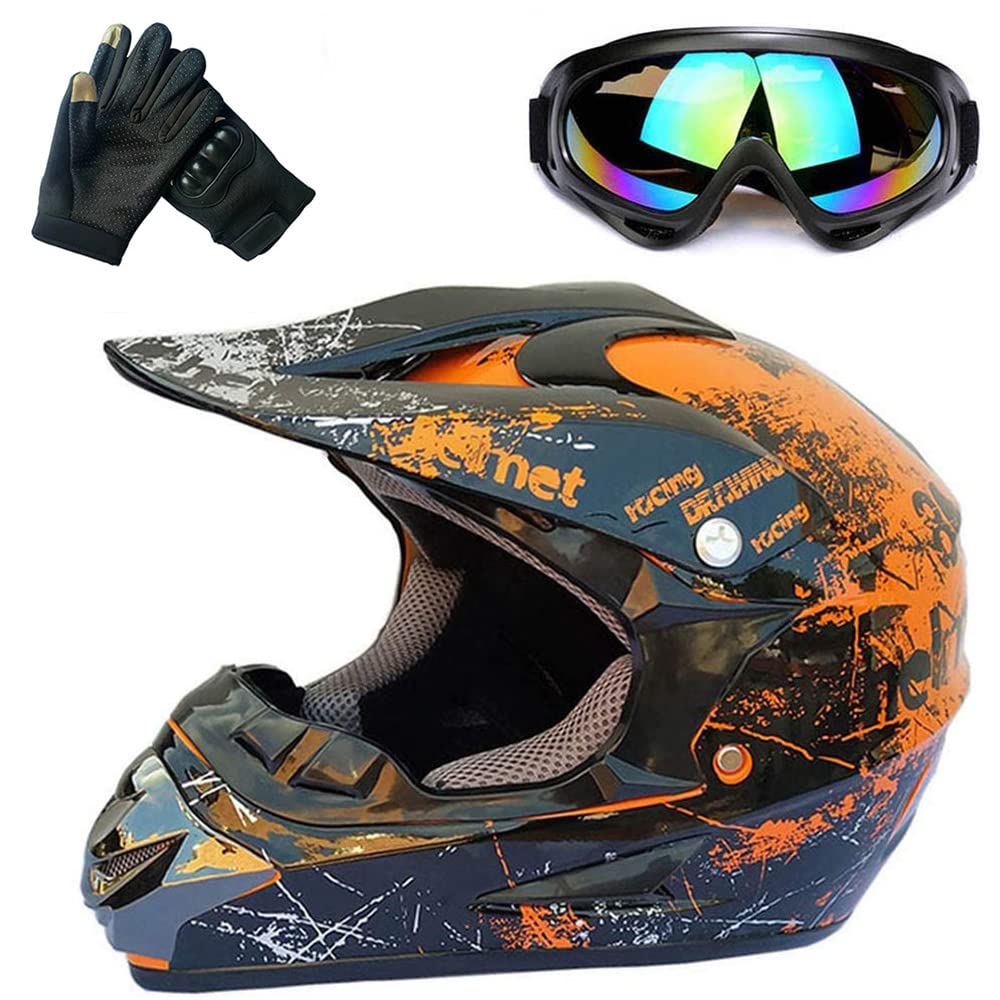 Atv Helmet,Womens Atv Helmet, 4 Wheeler Helmets For Adults,Motocross Helmet Women, Street Riding Dirt Bike Helmets, Utv Helmets For Adults Dot Approved (Orange, Small)