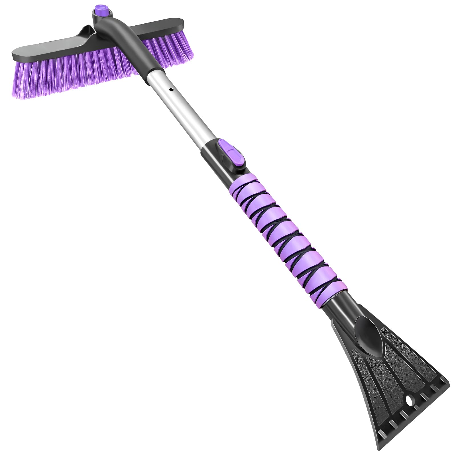 Heeya Ice Scraper With 12.6 Inch Large Brush Head, Extendable Ice Scraper And Snow Brush For Car Windshield Window, Portable Car Scraper Snow Brush For Suv Truck Automobile Vehicle