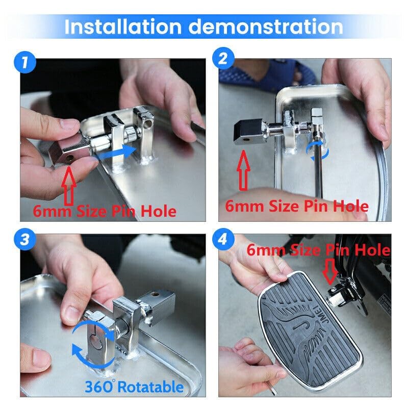 Areyourshop Motorcycle Footboards for Honda Shadow Aero 750 VT750, Aluminum, Eagle Pad, Fits 6mm Size Pin Hole