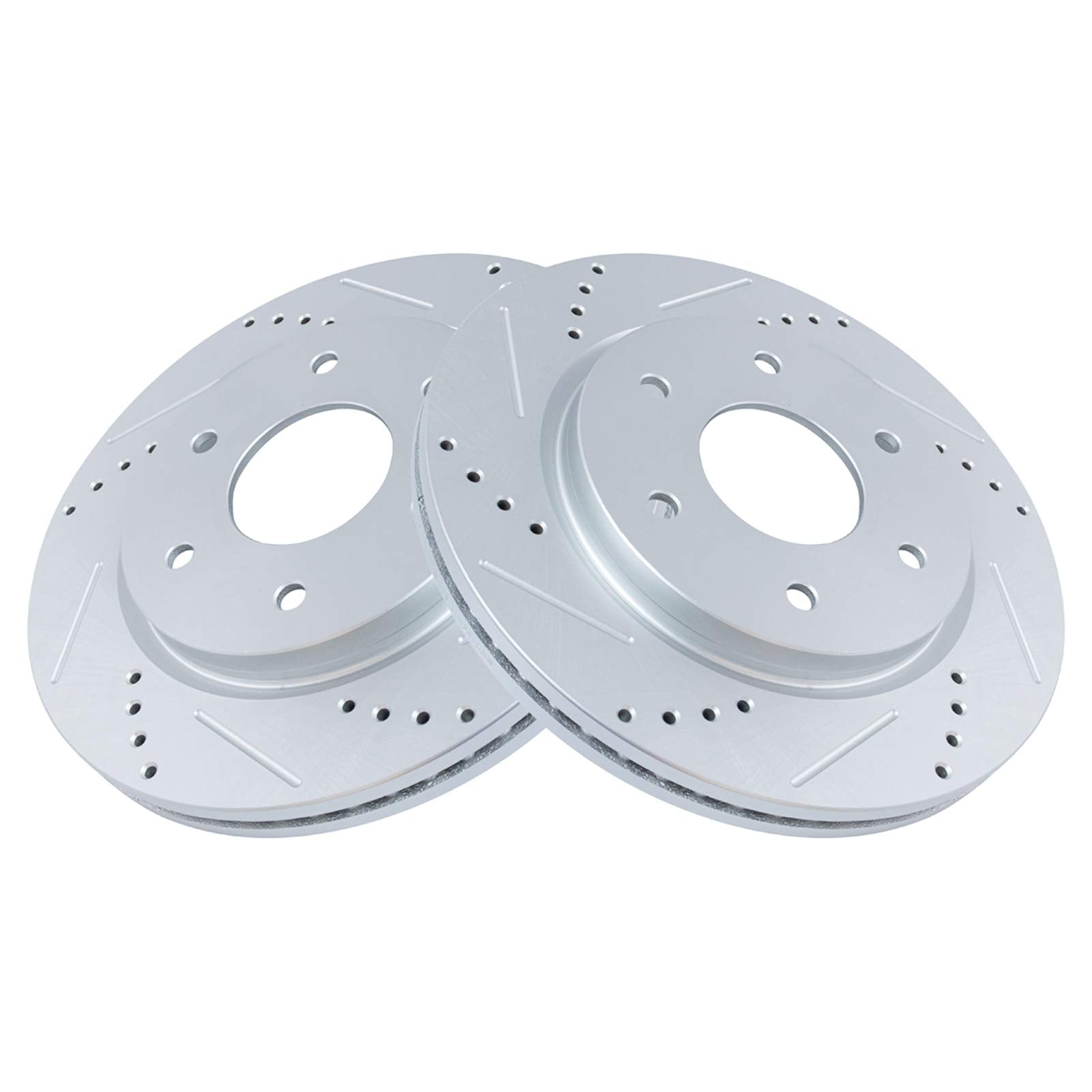 Trq Front Performance Brake Rotors Set Premium G-Coated Cross Drilled & Slotted Compatible With 2005-2006 Infiniti Qx56 Nissan A