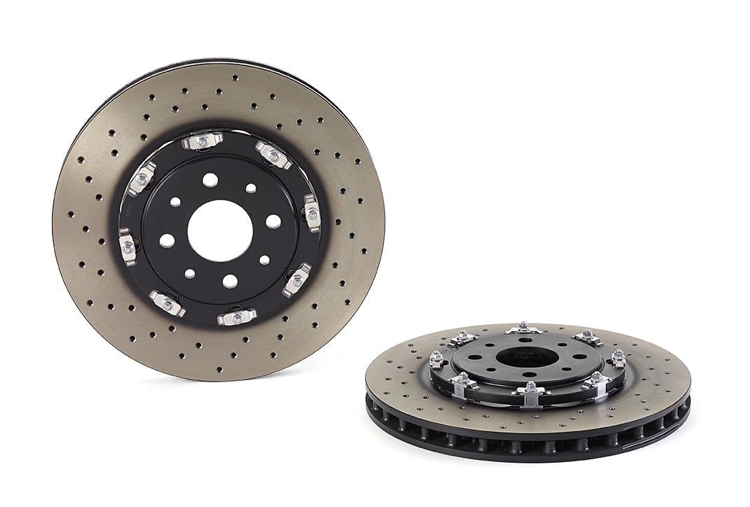 Brembo 09.B085.13 Floating two piece UV Coated Pillar Vented drilled Brake Rotor ABARTH OE# 51885455