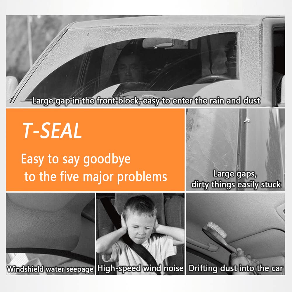 16.4Ft Car Weather Stripping,T-Shape Cuttable Car Windshield Trim Sunroof Seal with Self Adhesive,Waterproof Rubber Edge Trim fo