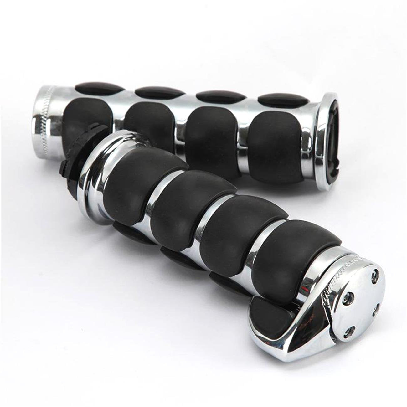 INNOGLOW Motorcycle Hand Grips 1'' Universal Non-Slip Handgrips Handlebar Grips with Throttle Assist Chrome Black Aluminum Rubbe