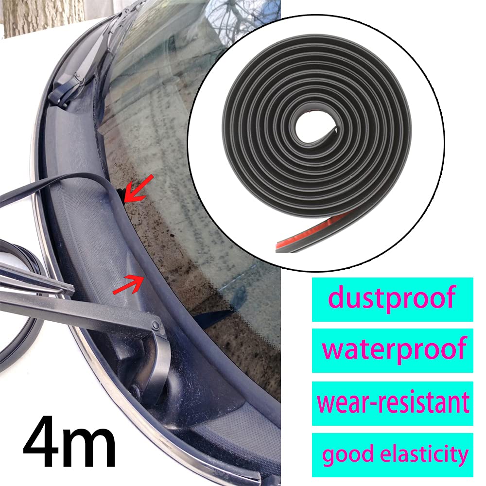 AUTOXBERT 4M/13Ft Car Weather Stripping H Type Rubber Sealing Strip Trim Cover Automotive Front Windshield Sealing Strip Trim fo