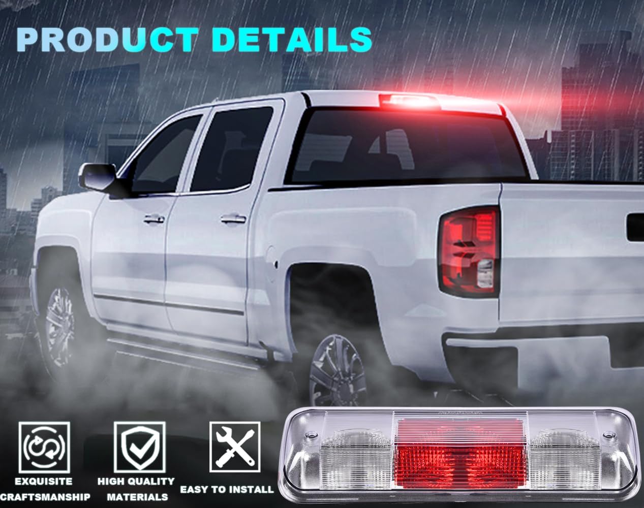 GRAND ORANGE Third Brake Light Assembly for 2004-2008 Ford F150 - Halogen Cargo Light, Tail Light Replacement