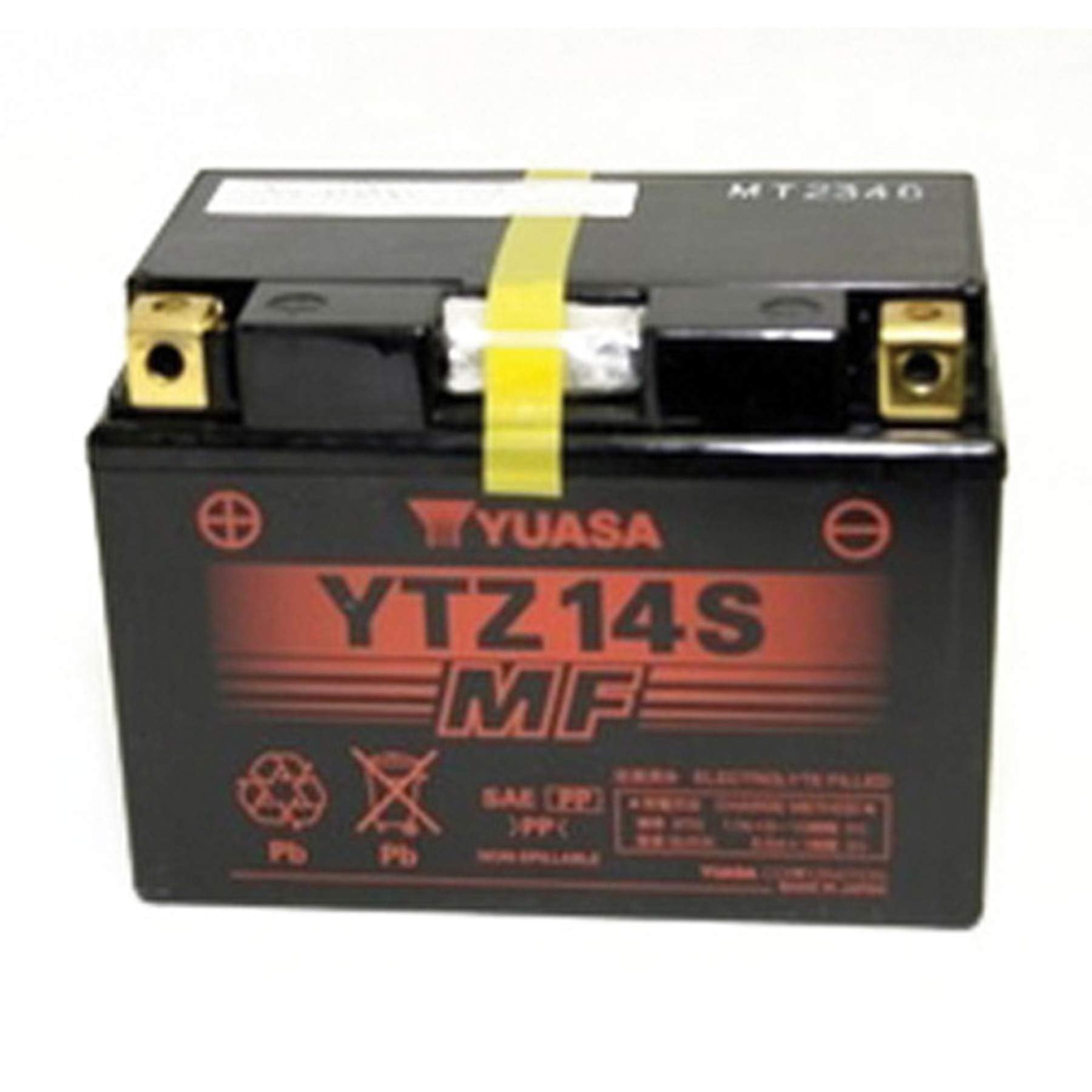 Yuasa YTZ14S Motorcycle Battery - YU-YTZ14S(WC), Black, High Performance, Durable Power Solution