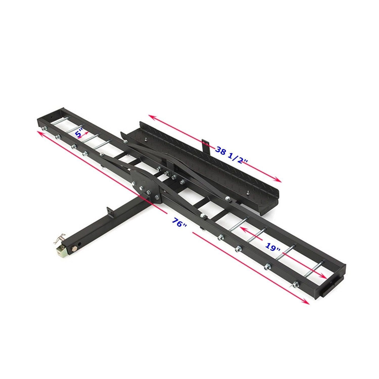 Jeremywell 500 Lbs Heavy Duty Motorcycle Dirt Bike Scooter Carrier Hitch Rack Hauler Trailer With Loading Ramp And Anti-Tilt Loc