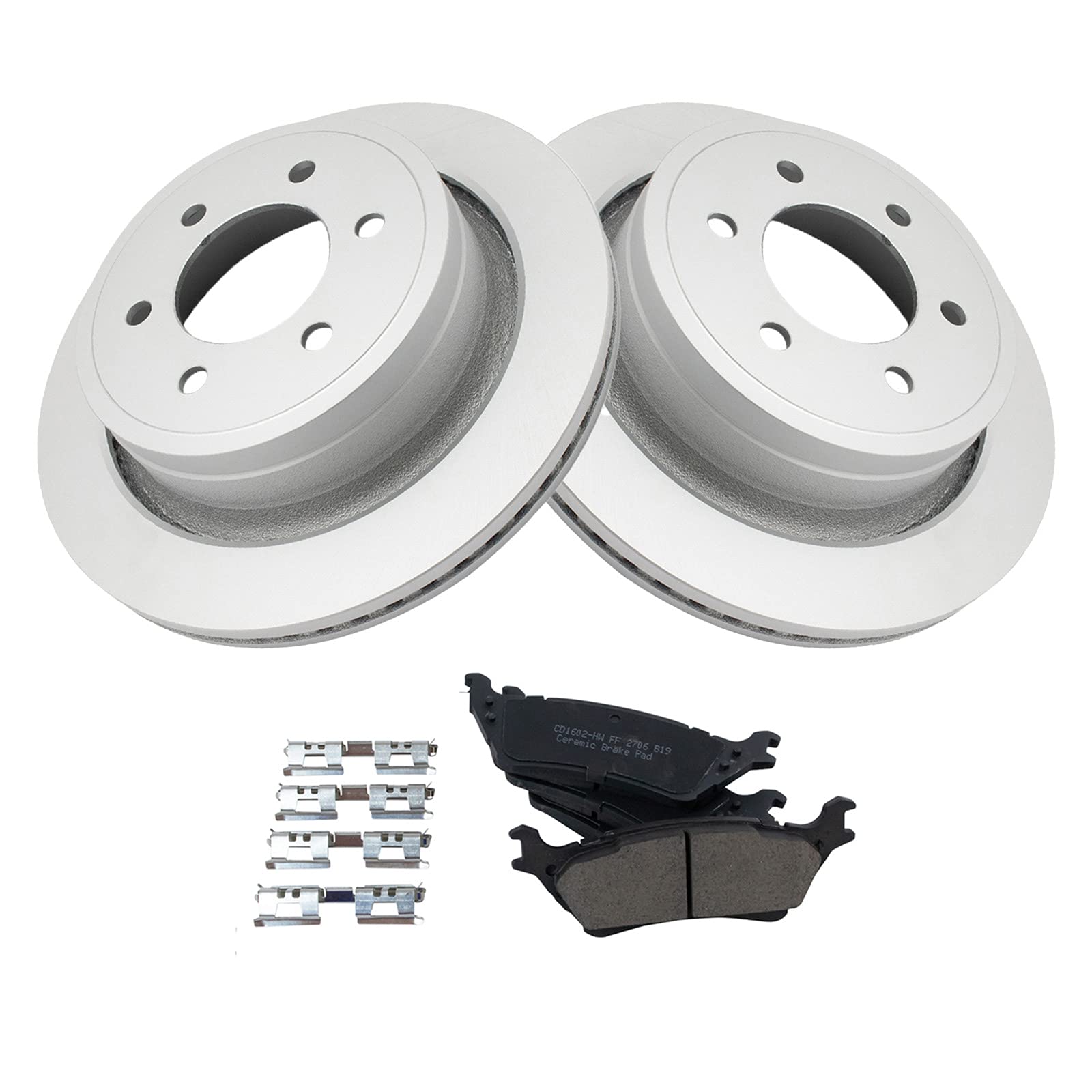 Trq Rear Ceramic Brake Pads & G-Coated Rotor Kit For Ford F-150 Pickup Truck