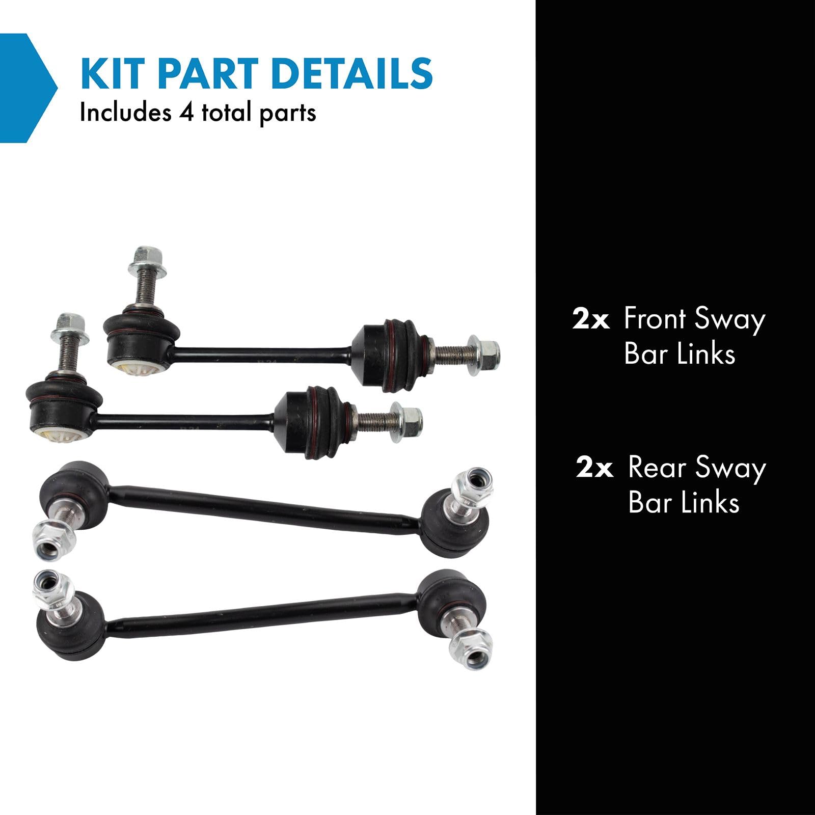 Trq Front & Rear Sway Bar Stabilizer Link Set Compatible With 2012-2016 Tesla S