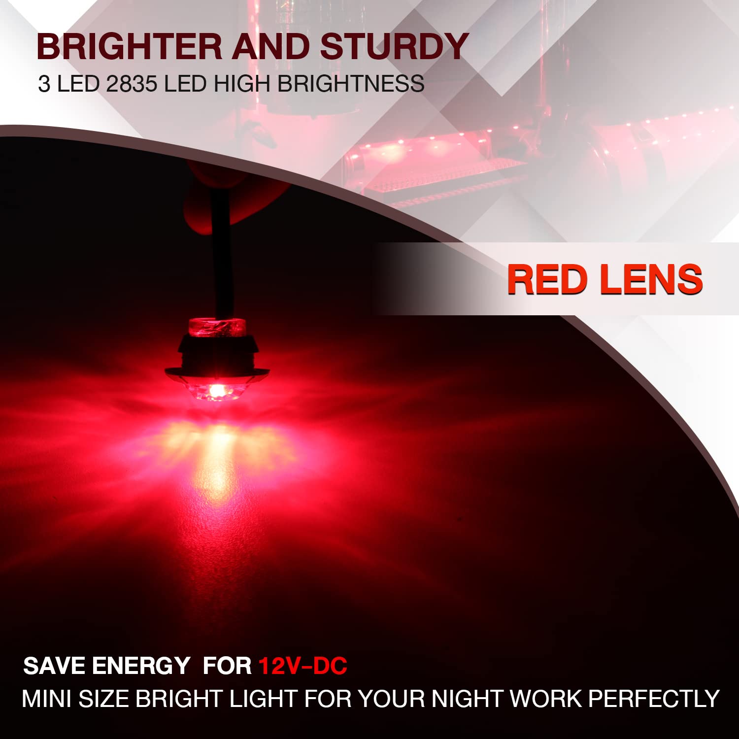 TMH LED Clearance Bullet Marker Lights - Pack of 20, 3/4 Inch, Red, Side Marker for Trailer, Truck, RV, Car, Bus, Van