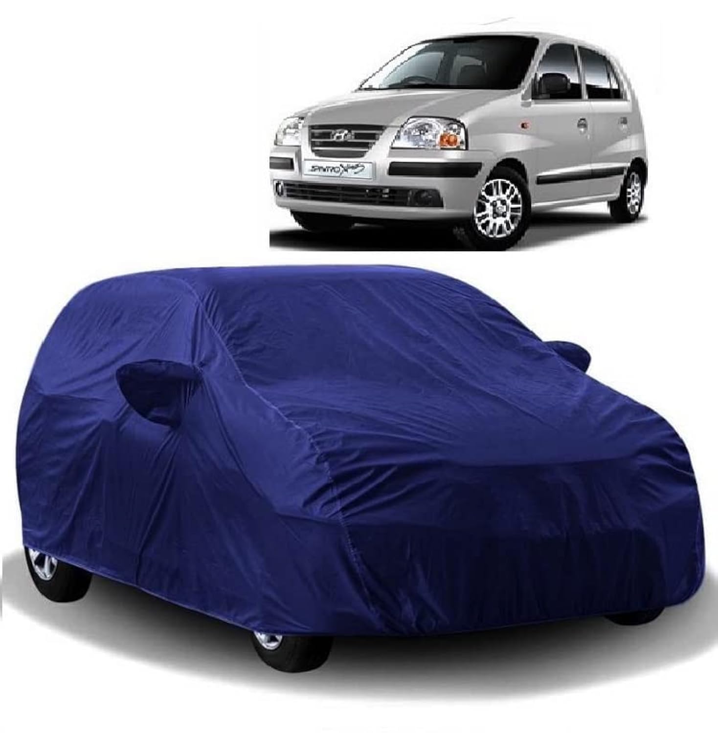 Carigiri Blue Car Body Cover for Hyundai Santro Xing(Triple Stitched,Mirror Pockets,UV Resistant,Dustproof)(Models2004, 2005, 2