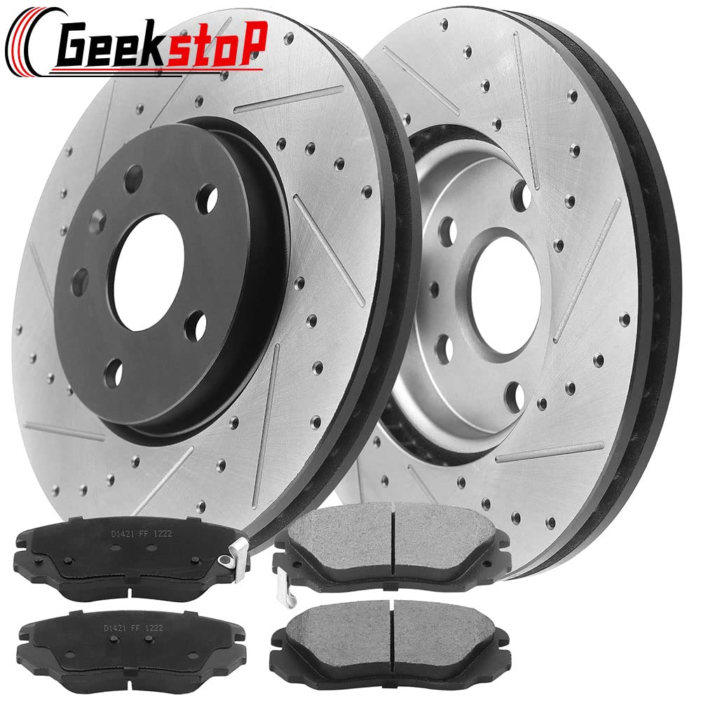 Front Disc Brake Rotors and Ceramic Brake Pads Kit for 2010-2017 Chevy Equinox/GMC Terrain, 2014-2020 Chevy Impala, 2013-2015 Ch