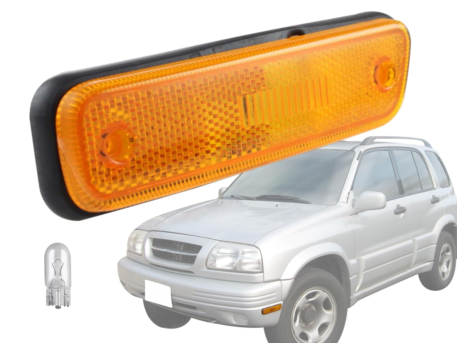 KAP Replacement for Front Bumper Halogen Side Marker Lamps 1995-2005 Grand Vitara 2001-2003 XL-7 Driver Left Side with Bulb 3652