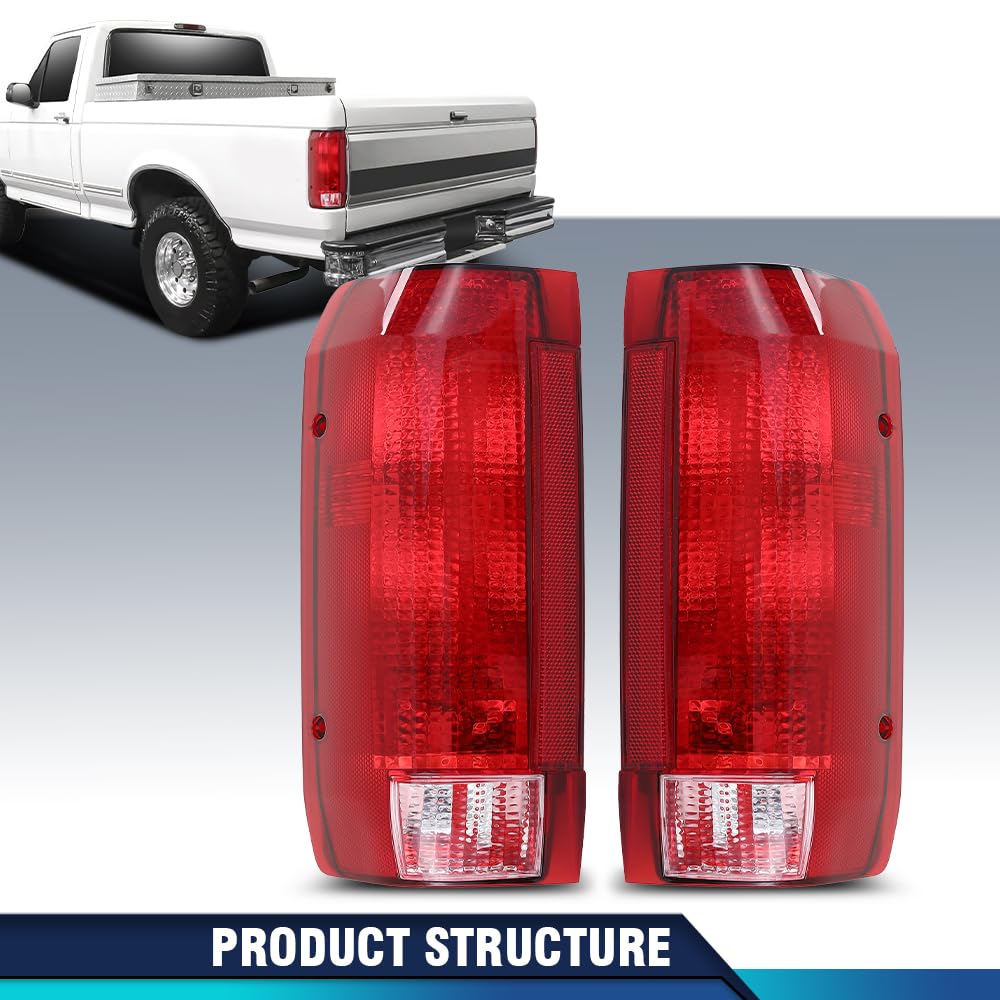 Pit66 Tail Lights Assembly Compatible With Ford Bronco F150 1990-1996/Fit Ford F250 F350 1990-1997 Left Driver And Right Passeng