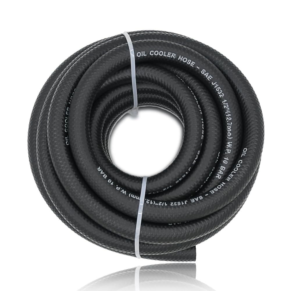 1/2 Transmission Oil Cooler Hose - 300 PSI Fuel Line Hose SAE J1532 For Transmission Fluid, Oil, Coolant, Diesel, Hydraulic Flui