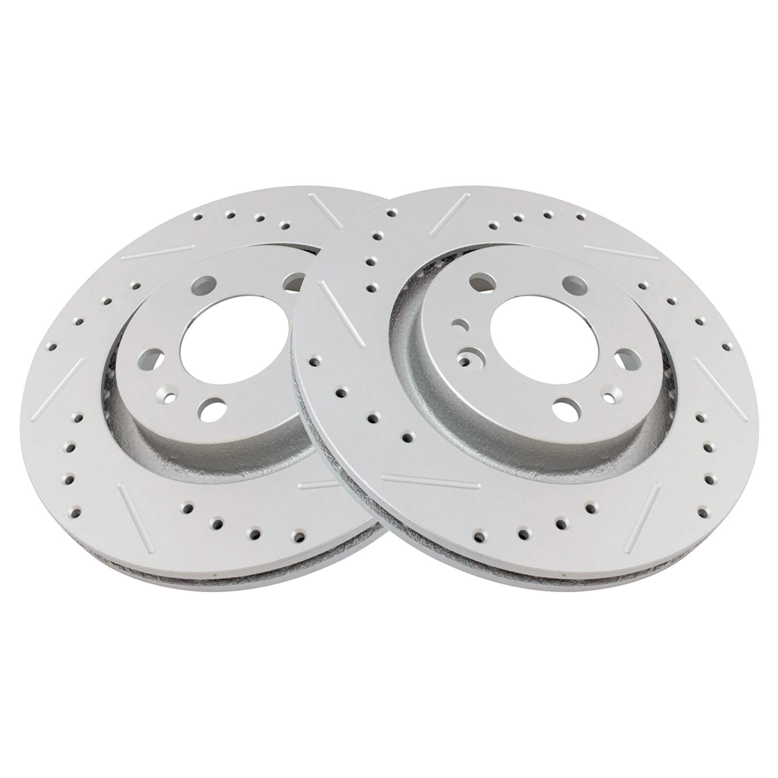 Trq Front Performance Brake Rotors Set Premium G-Coated Cross Drilled & Slotted Compatible With 1998-2010 Volkswagen Beetle 1999