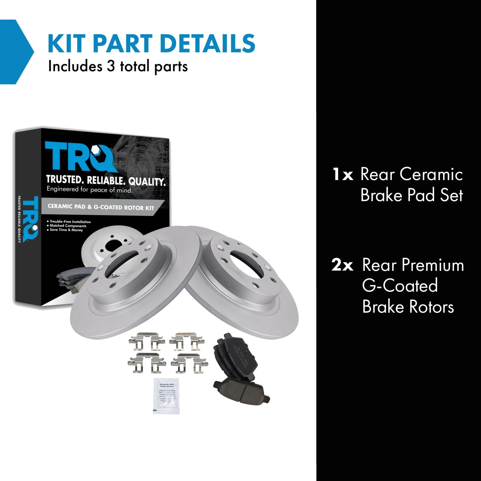 Trq Rear Brake Pad & Rotor Kit Brake Pads Brake Rotor Ceramic Premium G-Coated Compatible With 2006-2012 Ford Fusion 2007-2012 L
