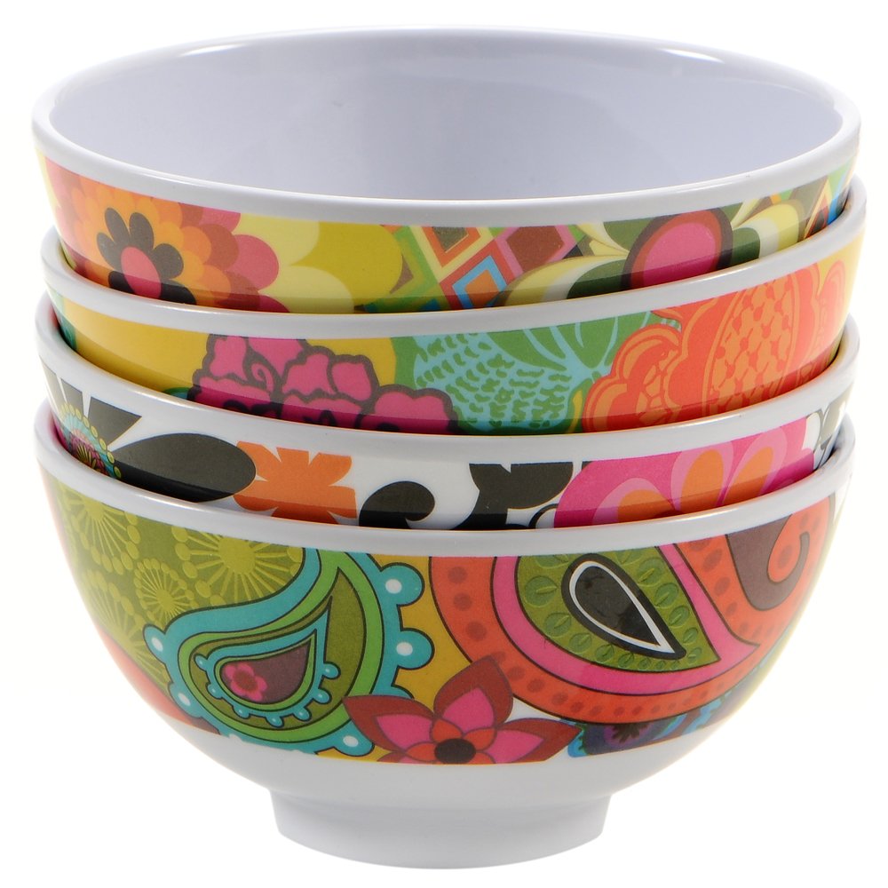 French Bull Melamine Mini Bowl, 4-Piece Set, 10 Fluid Ounces, Small Serving Bowl - Snack, Condiment, Dip, Dessert, Ice Cream - S