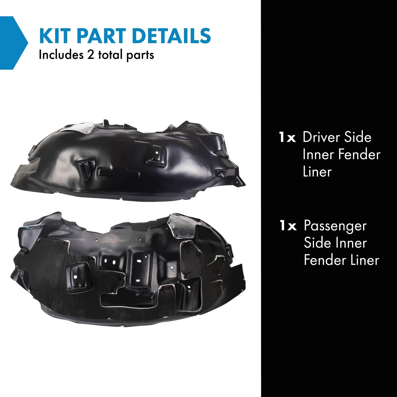 Trq Inner Fender Liner Set Compatible With 2018-2020 Ford F-150 Fo1248207 Fo1249162
