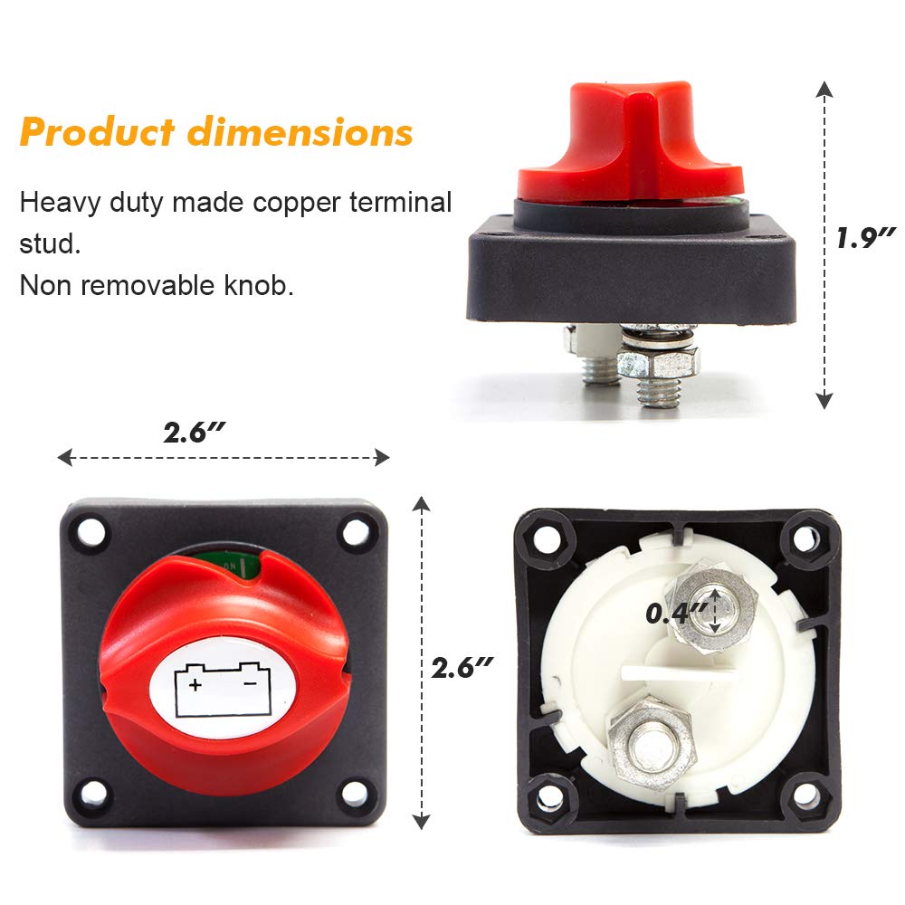 Battery Switch For Marine Boat Rv Atv Vehicle 6V 12V 48V 60V Battery Disconnect Master Isolator Switches Heavy Duty Waterproof Cut Off Shut Off Disconnect