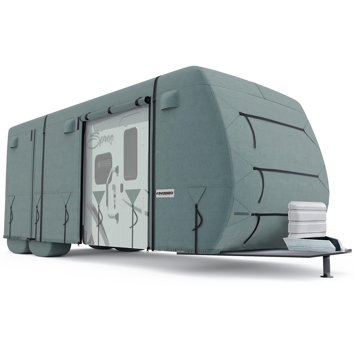 King Bird Travel Trailer Rv Cover Extra-Thick 4 Layers Anti-Uv Top Panel, Durable Camper Cover, Fits 27'-30' Motorhome -Breathab