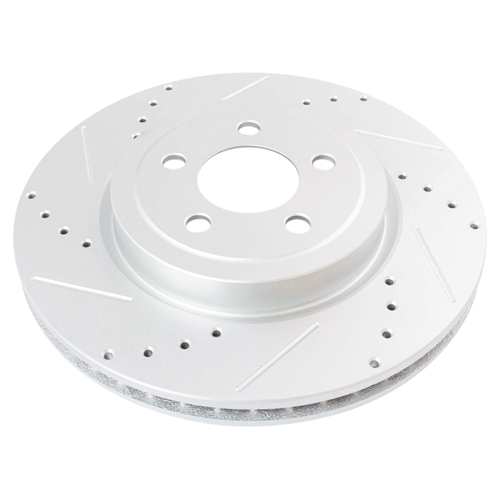 Trq Front Performance Brake Rotors Set Premium G-Coated Cross Drilled & Slotted Compatible With 2005-2021 Chrysler 300 2009-2022