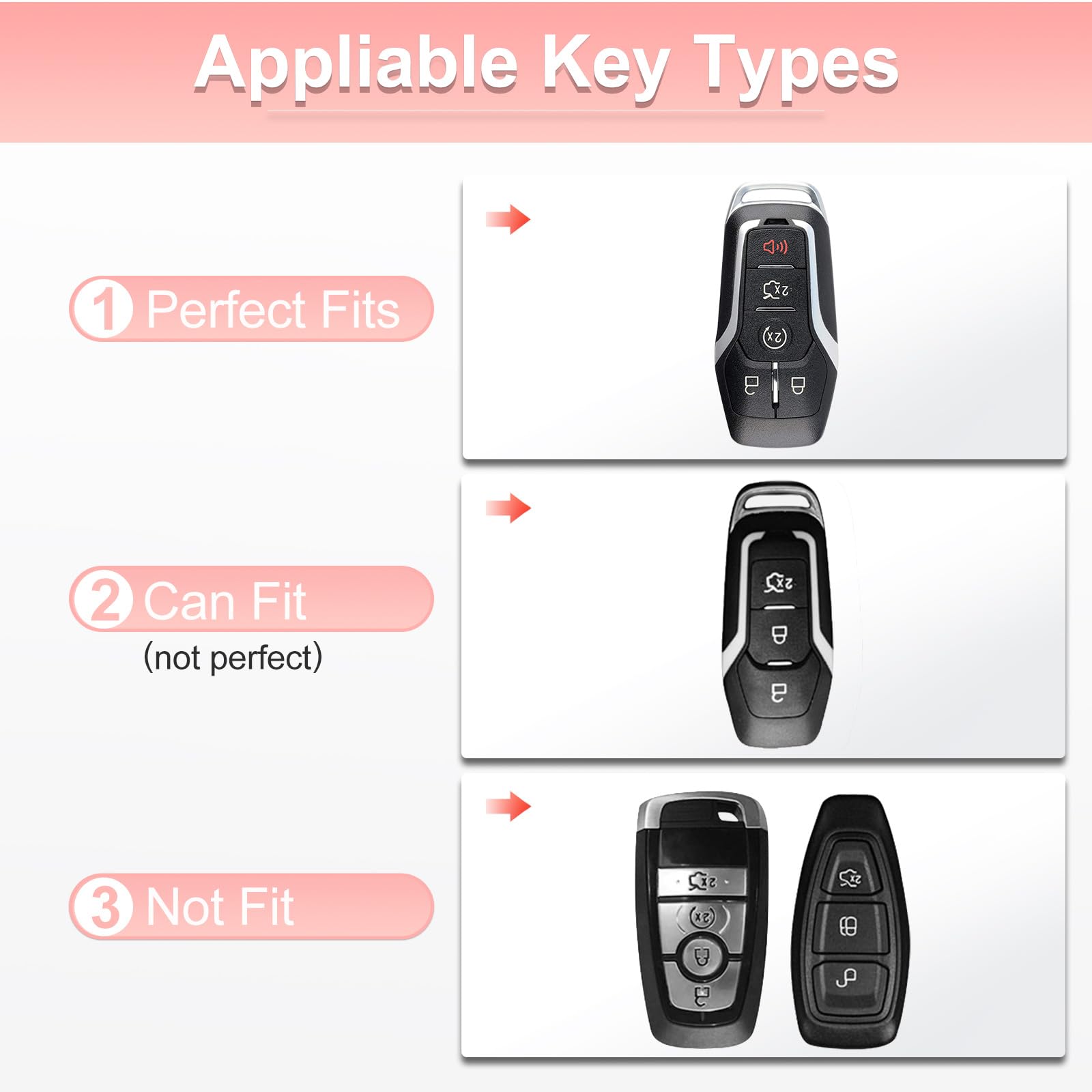 Pangpai Pink Key Fob Cover for Ford, Soft TPU Key Case Protection with Bling Keychain Fit for F150 Explorer Mustang Edge Lincoln