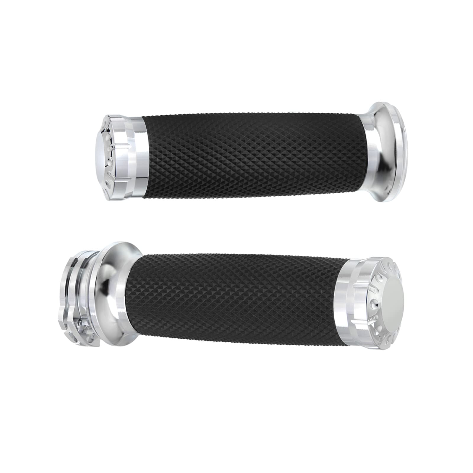 Twilight Garage 1'' Chrome Motorcycle Hand Grip Handlebar Grips Cable Throttle Compatible with Harley Davidson Sportster Honda Y