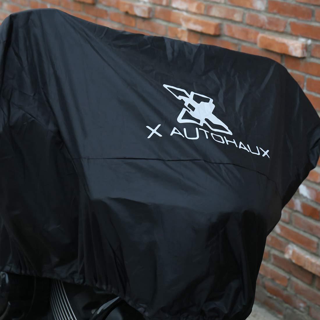 X Autohaux Motorcycle Cover Street Bike Scooter Lightweight Half Cover Outdoor Waterproof Rain Dust Protector Black Size M For K