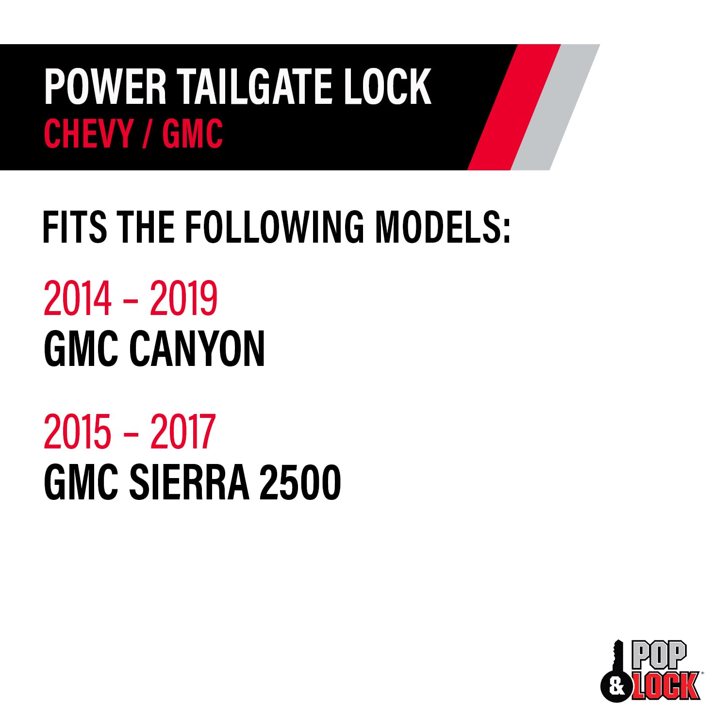 Pop & Lock Power Tailgate Lock for Chevrolet Silverado 1500 & GMC Sierra 1500/2500 - Model PL8140, Hardened Steel, Regular Color