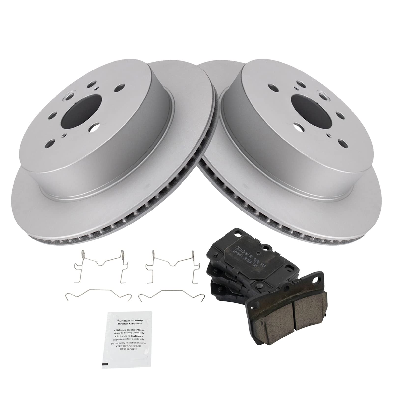 Trq Rear Brake Pad & Rotor Kit Brake Pads Brake Rotor Ceramic Premium G-Coated Compatible With 2006 Lexus Gs300 2007-2011 Gs350