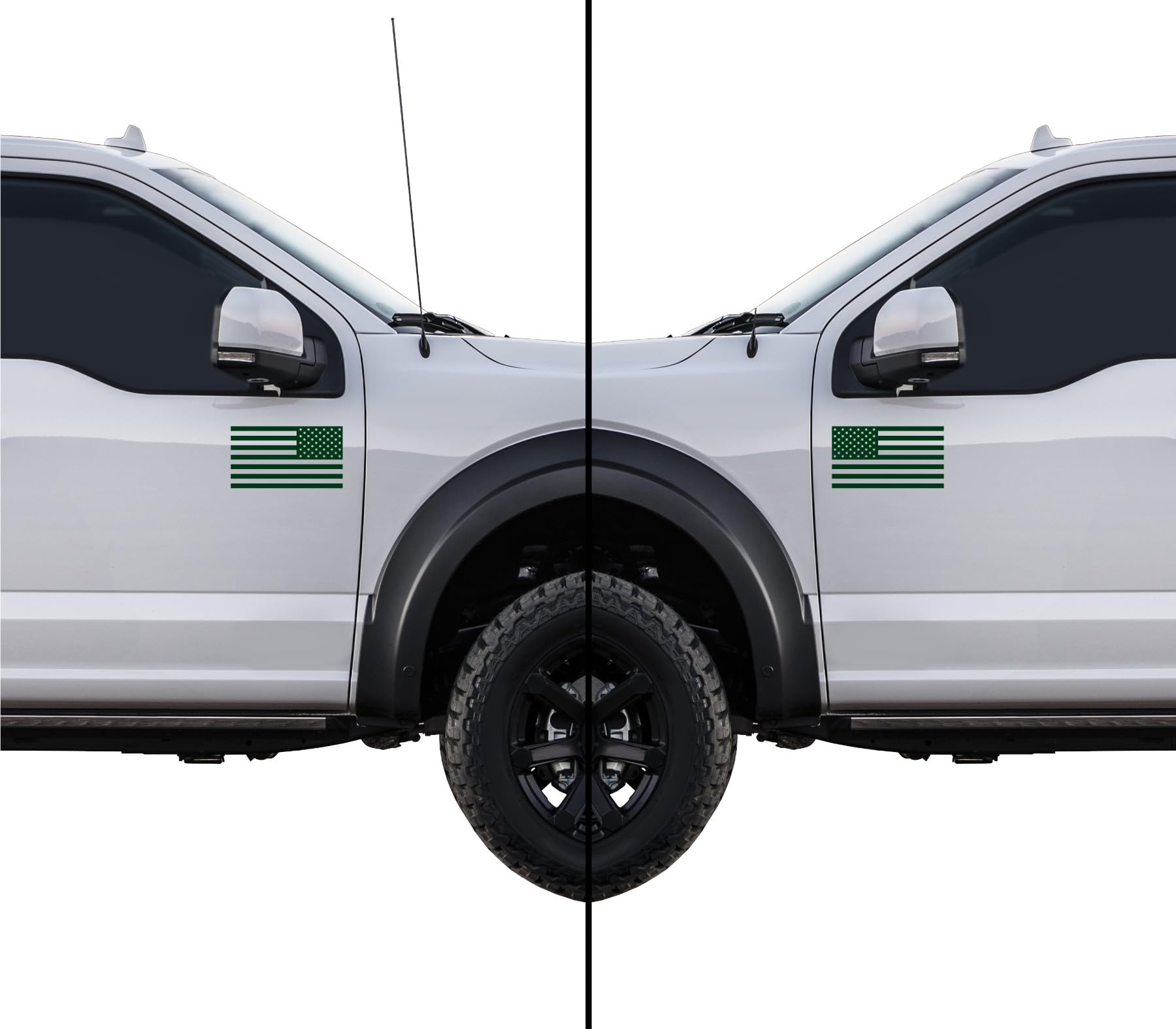 American Us Flag [Pick Color/Size] Vinyl Decal Sticker For Laptop/Car/Truck/Window/Bumper (10In Subdued Pair, Matte Dark Green)