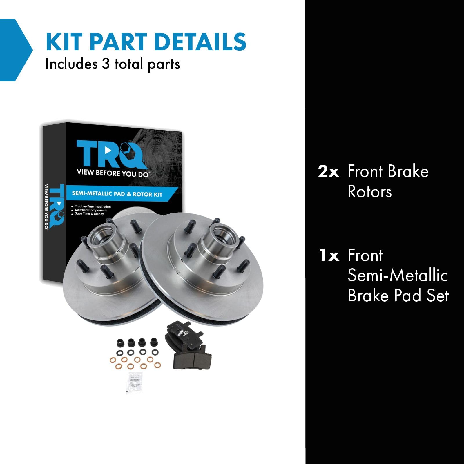 Trq Front Brake Pad & Rotor Kit Brake Pads Brake Rotor Semi-Metallic Compatible With 1996-2002 Gmc Savana 2500