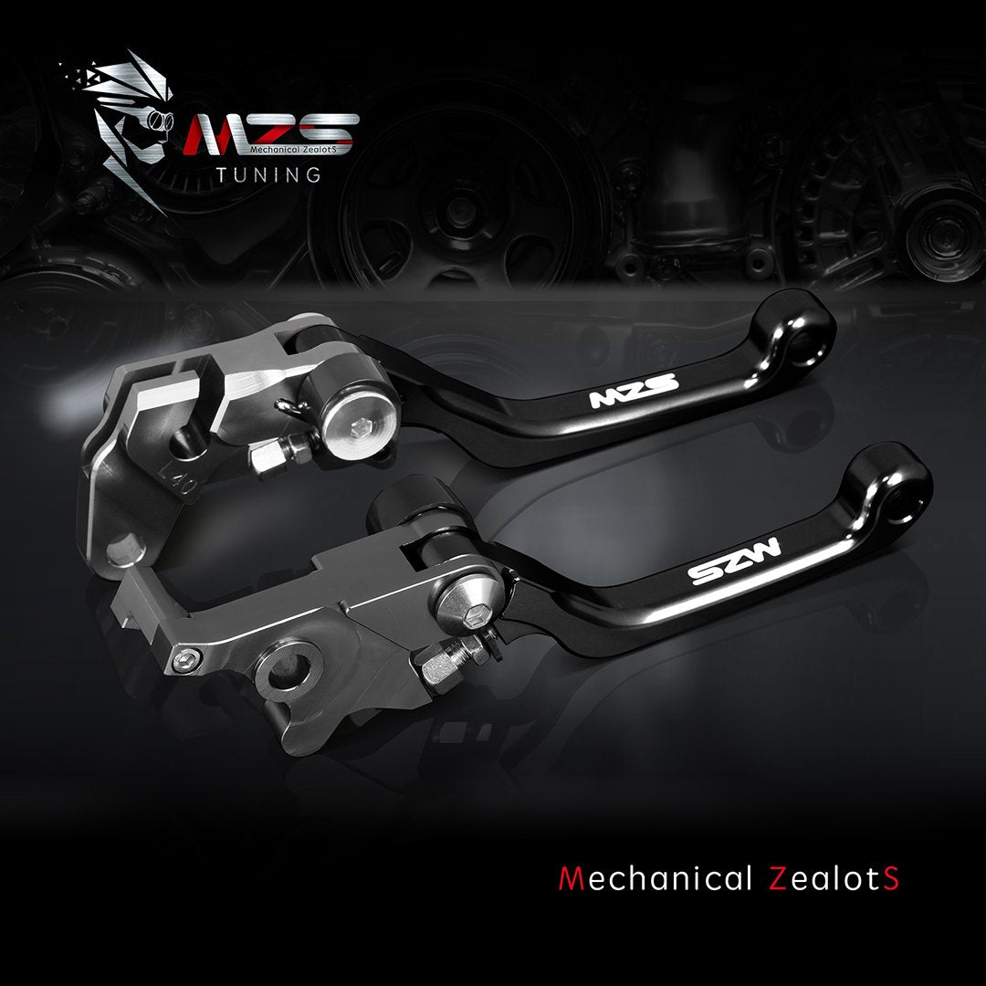 MZS Adjustable CNC Black Brake Clutch Levers for YZ125, YZ250, YZ426F, YZ450F (2001-2007) - Aluminum, Performance Upgrade