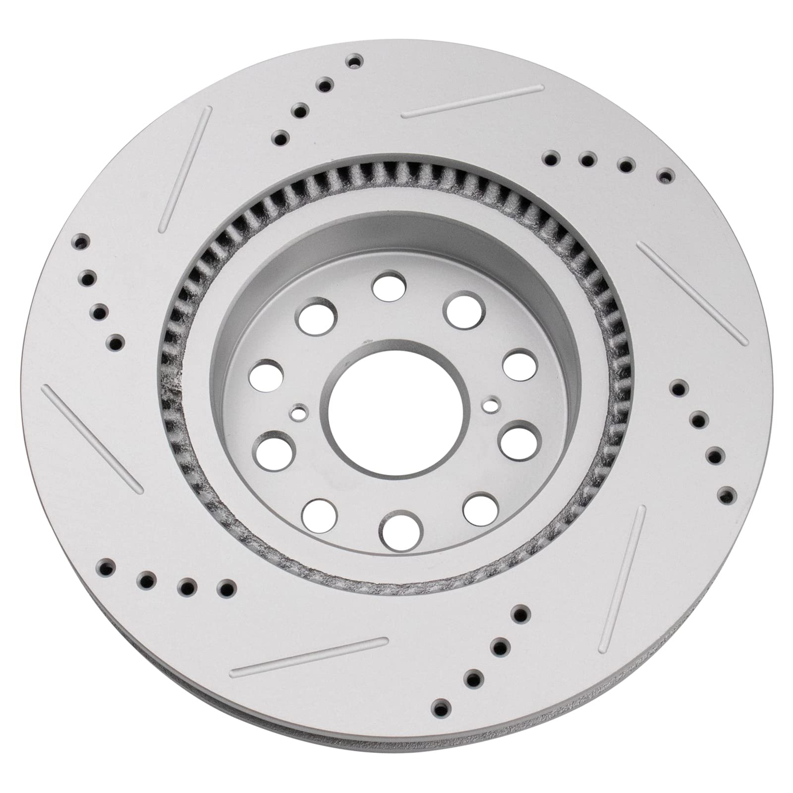 Trq Front Performance Brake Rotors Set Premium G-Coated Cross Drilled & Slotted Compatible With 2007-2017 Lexus Ls460