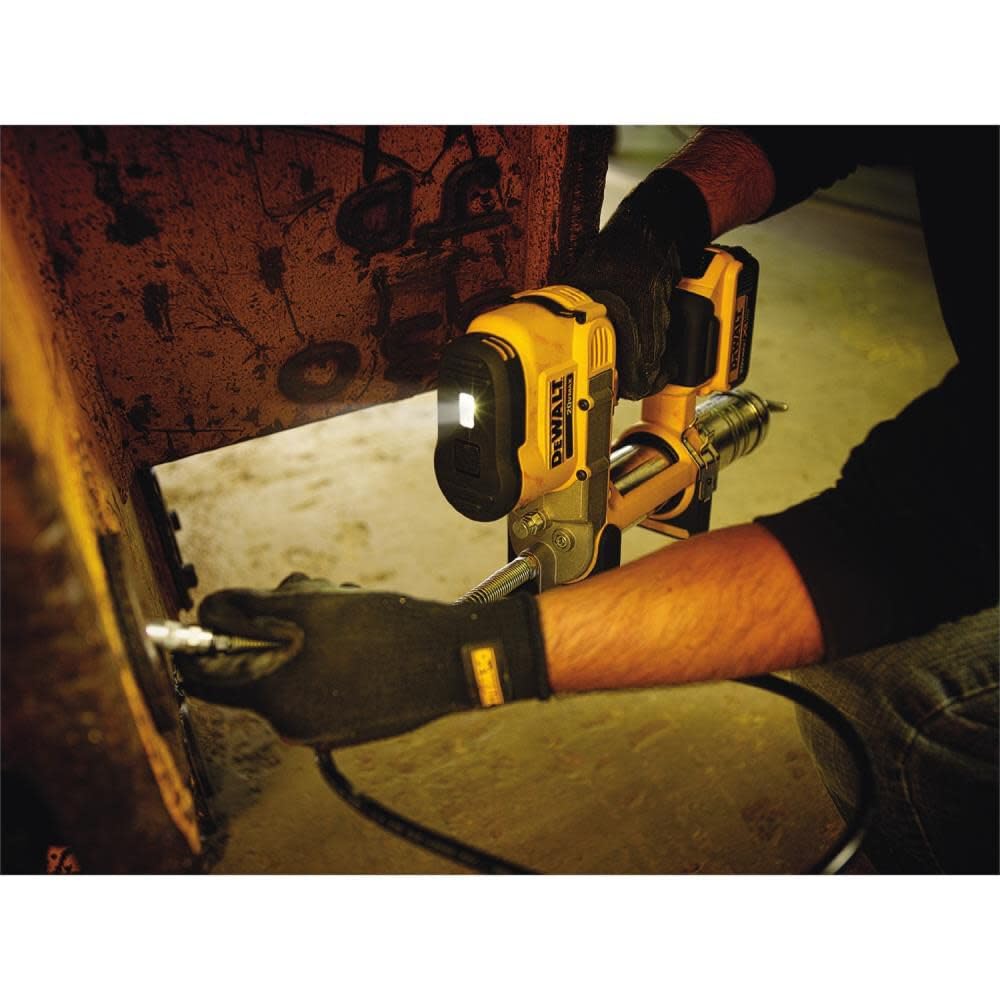 DEWALT 20V MAX Cordless Grease Gun 10,000 PSI with 42" Hose, Model DCGG571B, Black/Yellow