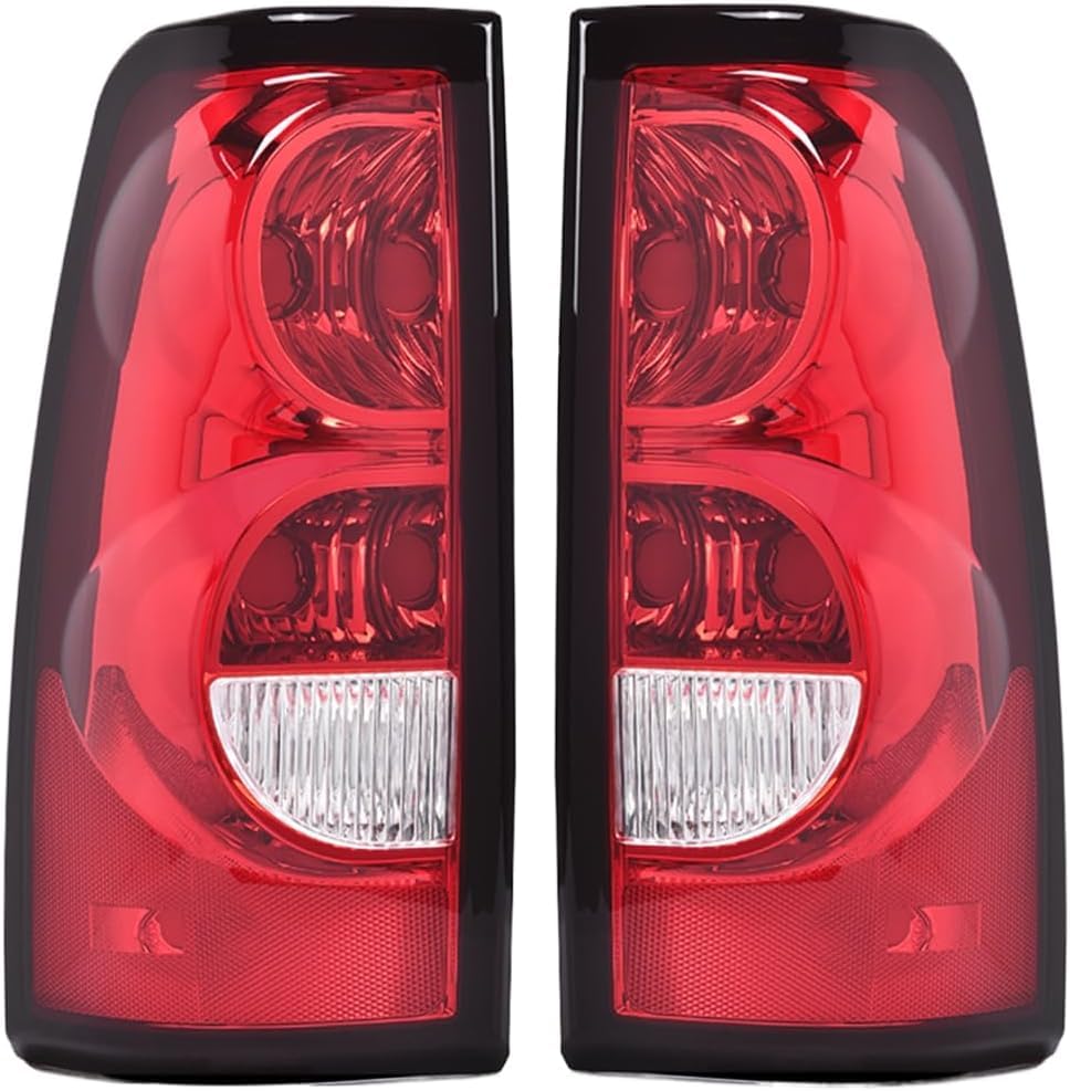 PIT66 Tail Lights Compatible With 2003 2004 2005 2006 Chevy Silverado Rear Light Lamp Assembly Driver And Passenger Side Red Cle