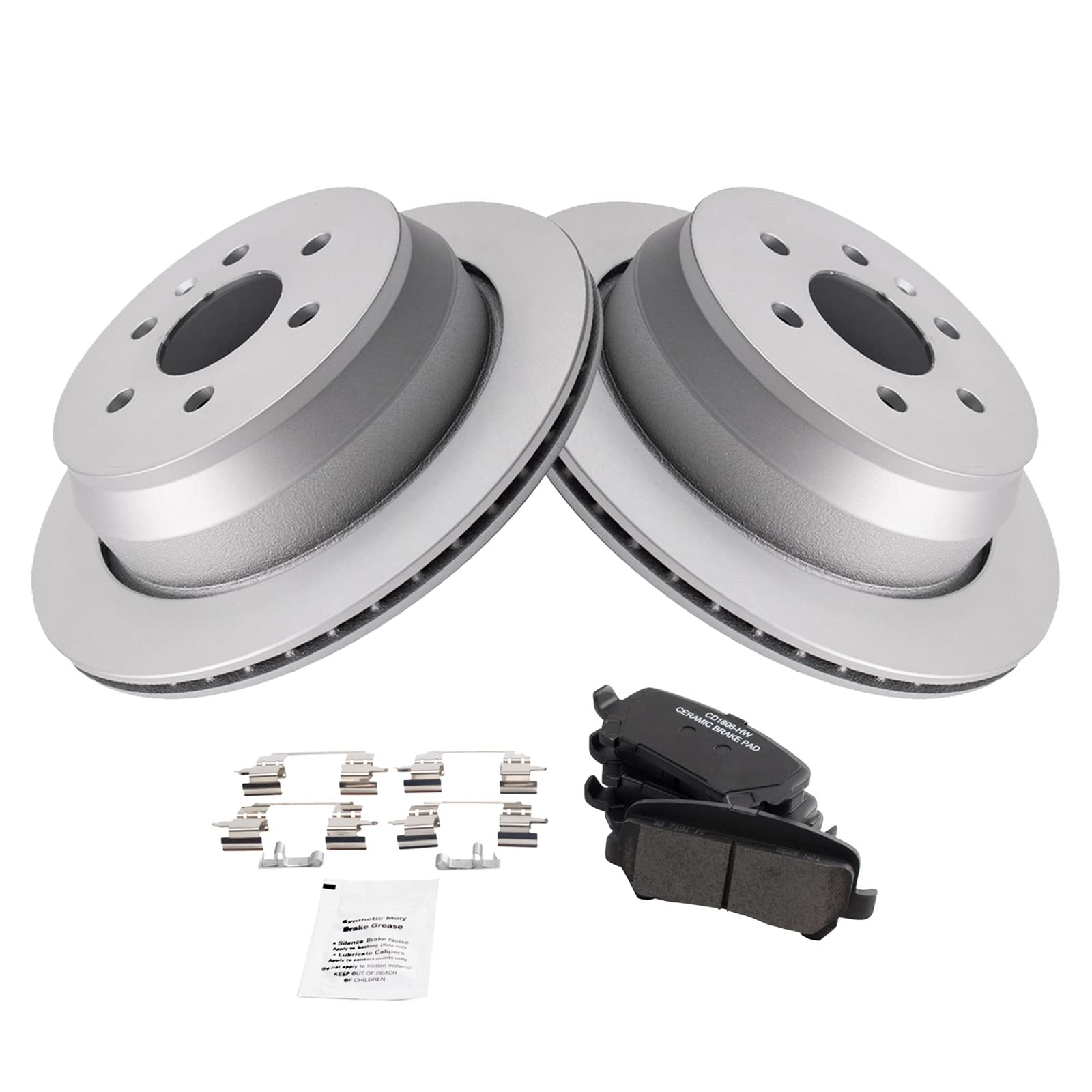 Trq Rear Brake Pad & Rotor Kit Brake Pads Brake Rotor Ceramic Premium G-Coated Compatible With 2015-2019 Chevrolet Colorado Gmc