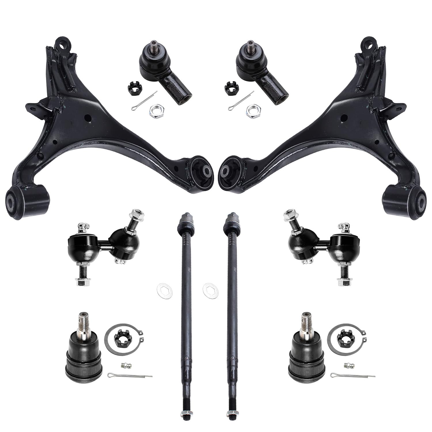 Detroit Axle - Front End 10pc Suspension Kit for 01-05 Honda Civic Acura EL 2001 2002 2003 2004 2005, 2 Lower Control Arms 2 Bal