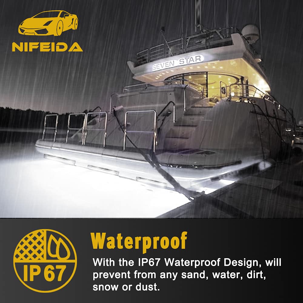 Nifeida 8 Clear Lens 18Led Waterproof Utility Strip Light Bar Surface Mount For 12V Marine Boat Rv Interior Light Slim Line Pickup Truck Under Hood Lights Side Marker Lamp [Pack Of 4]