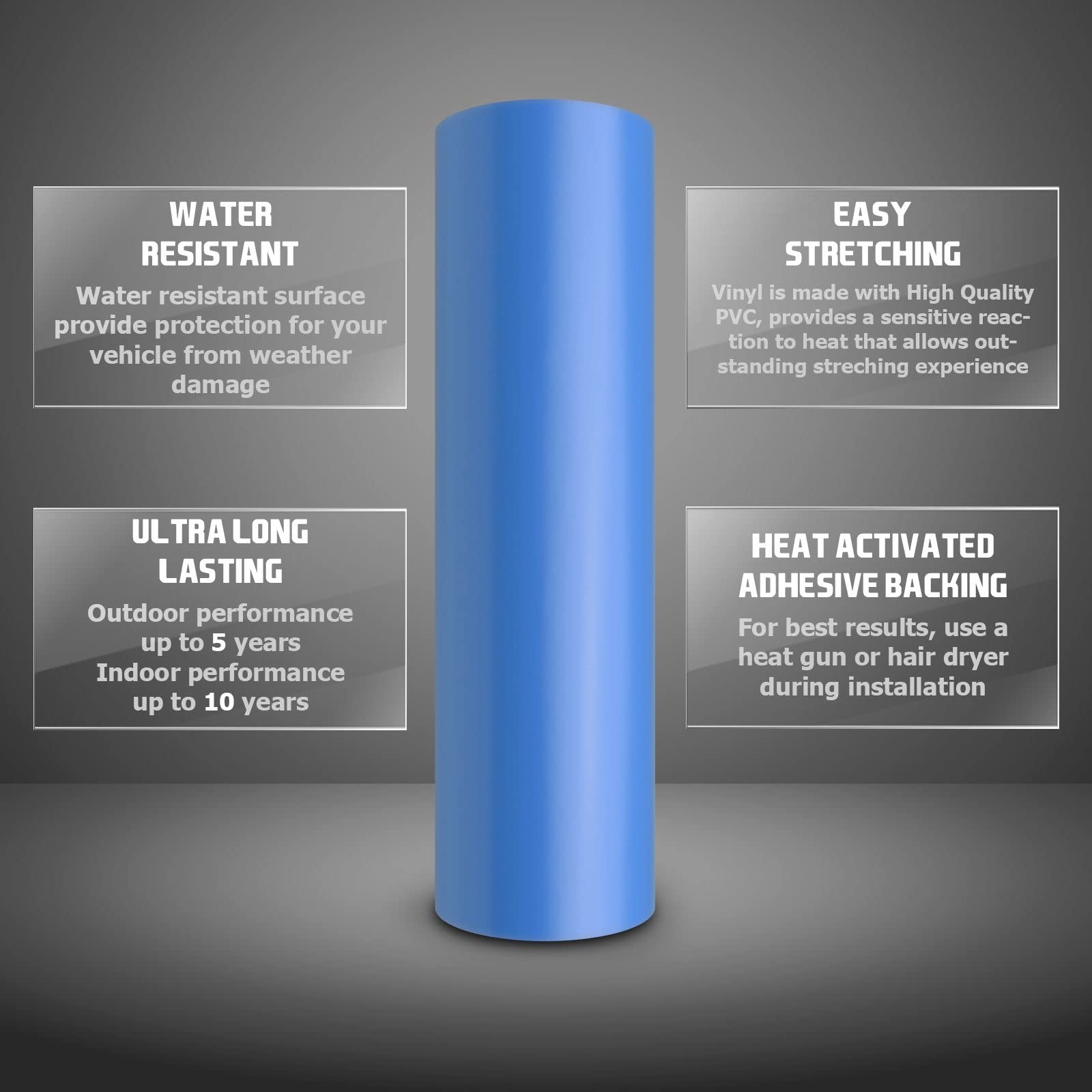 12''X60'' (1Ftx5Ft) Marina Blue Premium Satin Matte Flat Vinyl Wrap Sticker Diy Decal Film Sheet Auto Car Vehicle Motocycle Air