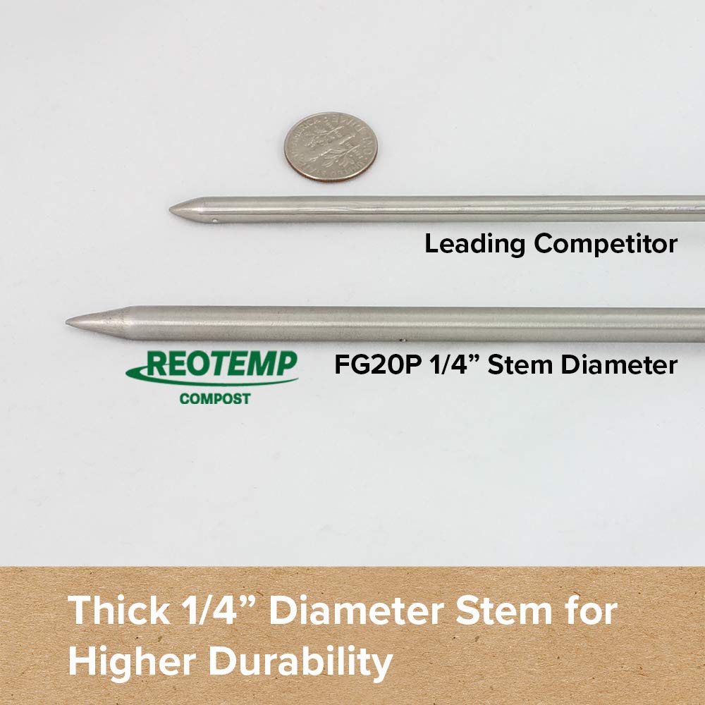 Reotemp 16 Inch Fahrenheit Backyard Compost Thermometer With Digital Composting Guide