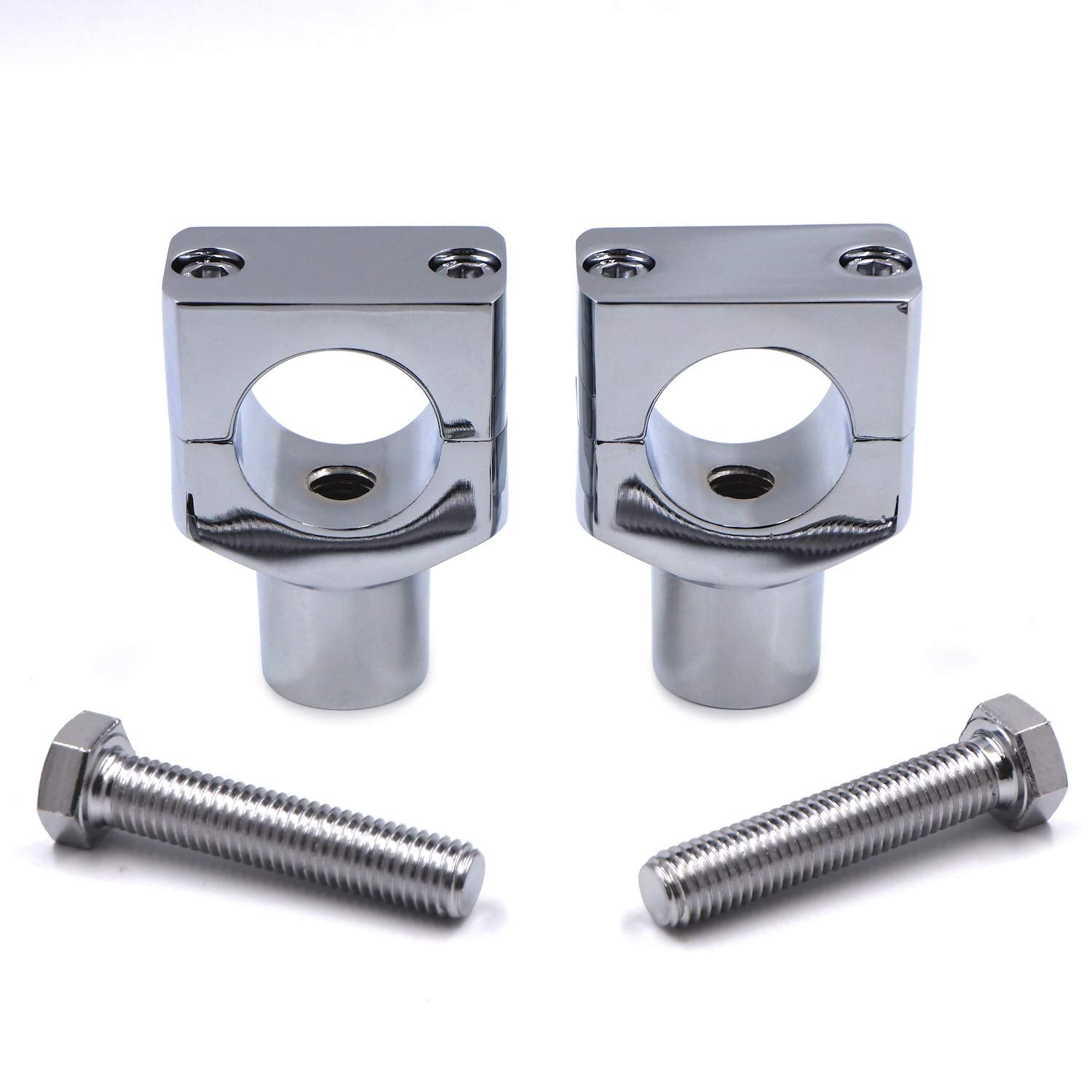 HongK Chrome 1.25" Motorcycle Handlebar Riser Clamp - 31.25mm, Aluminum, Compatible with H-D Cruisers & Choppers
