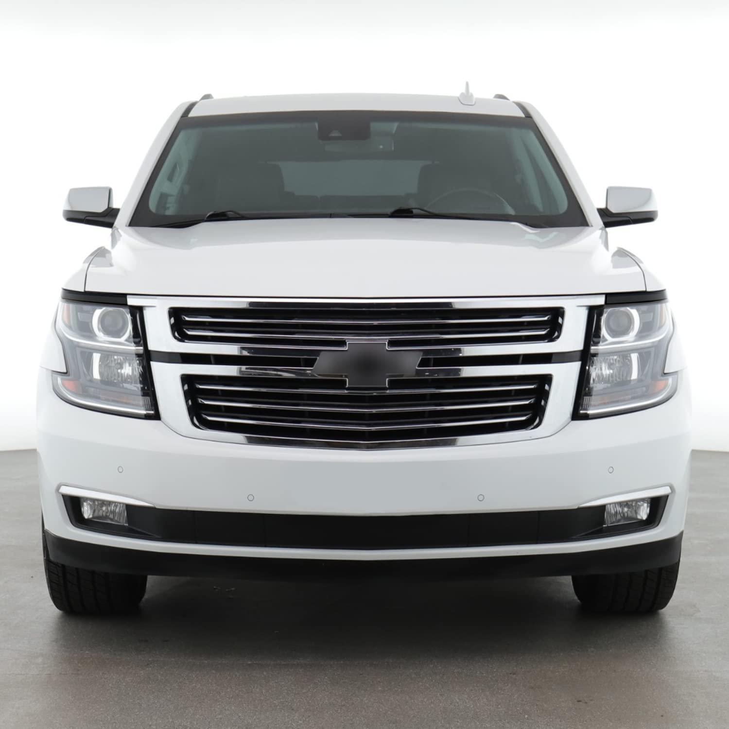 SlickMod Chrome Delete Blackout Vinyl Overlay for 2015-2020 Chevy Tahoe Headlight Bezel Trim - Gloss Black, Model SM-CHE-TAH-1520-HLBT