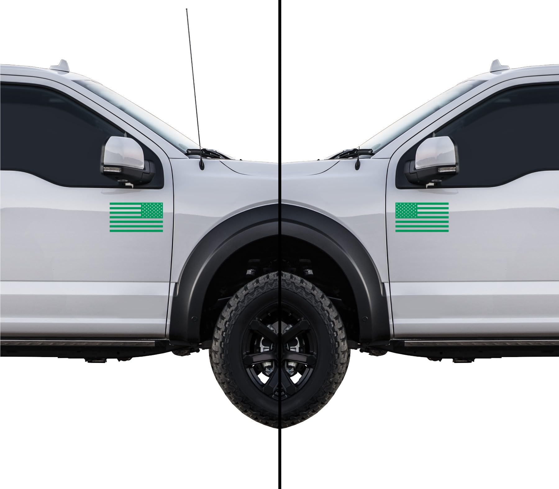 American Us Flag [Pick Color/Size] Vinyl Decal Sticker For Laptop/Car/Truck/Window/Bumper (7.5In Subdued Pair, Matte Green)