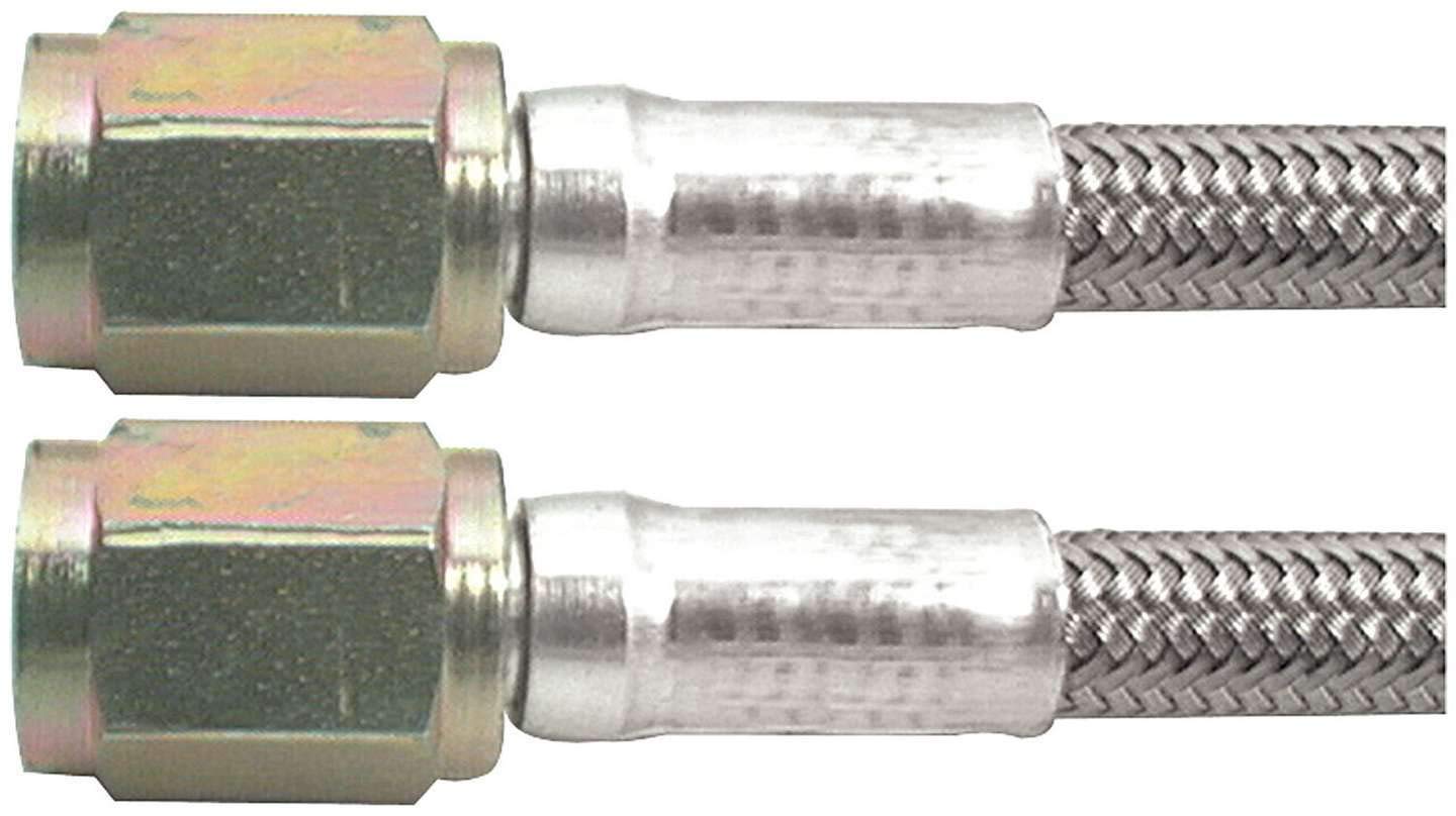Allstar Performance AN Hose Assembly, 18 in Long, 3 AN Hose, 3 AN Straight Female to 3 AN Straight Female, Braided Stainless, PT