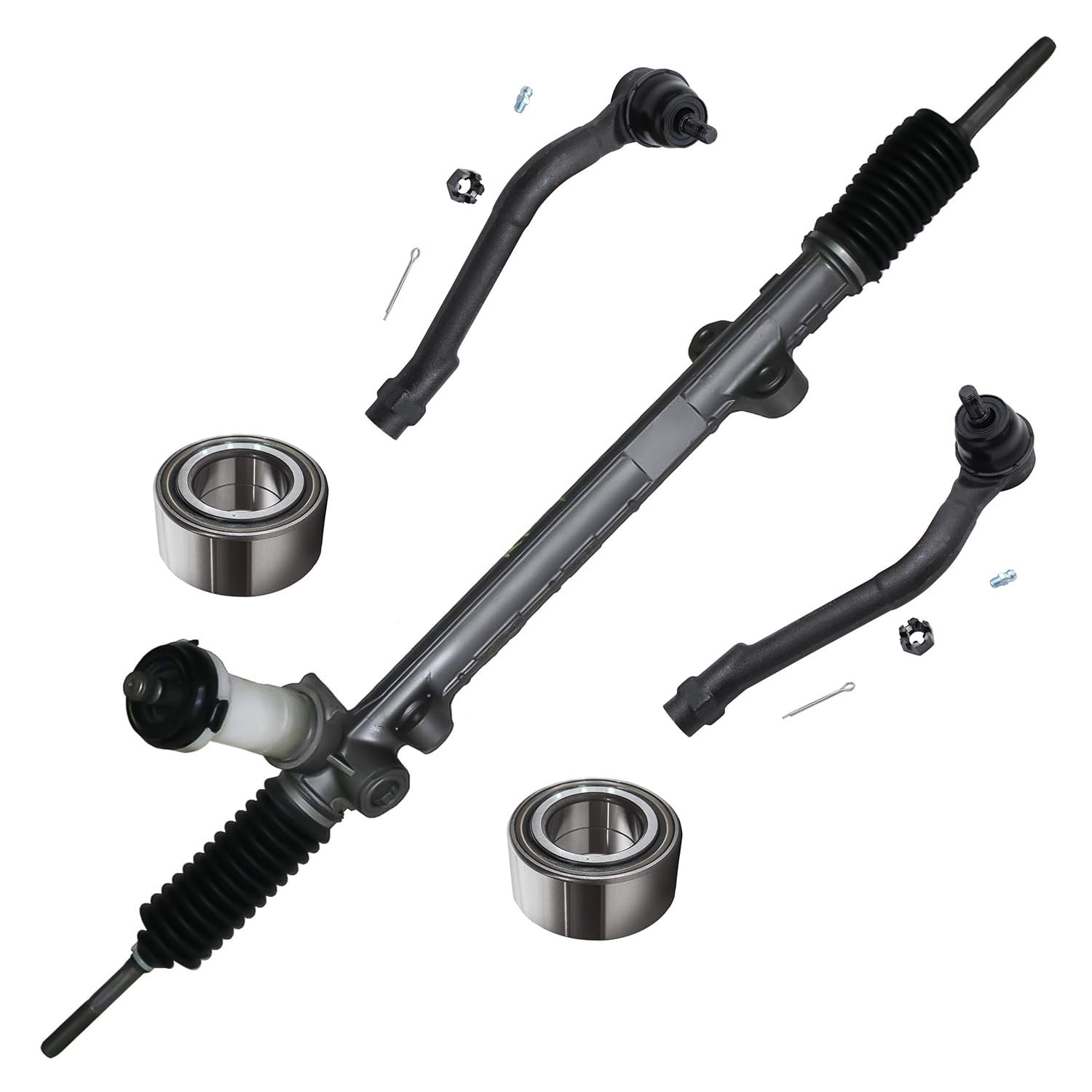 Detroit Axle - 5pc Rack and Pinion Kit for 11-13 Hyundai Sonata, Complete Steering Rack and Pinion Front Wheel Bearings Outer Ti