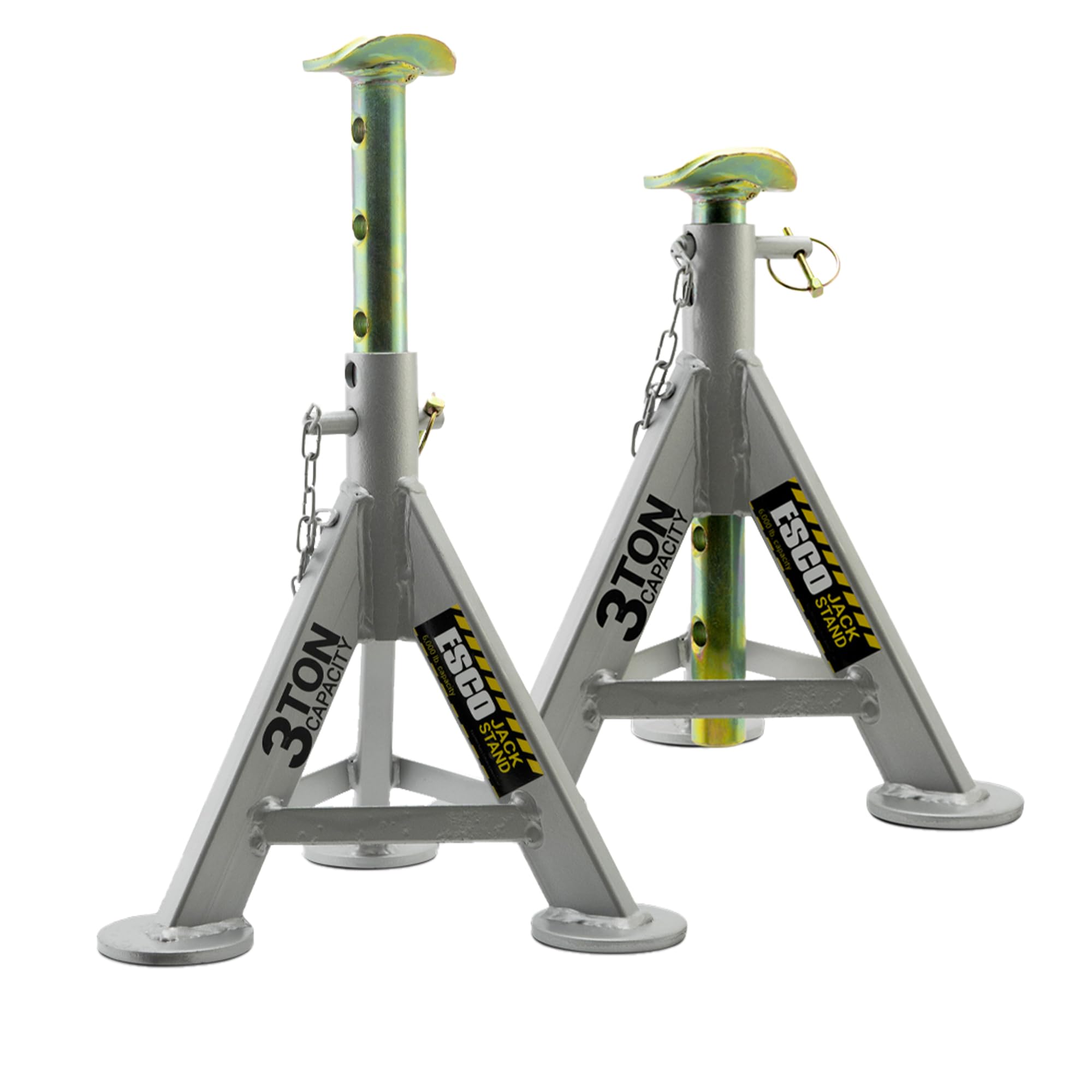 ESCO 3 Ton Performance Axle Jack Stands, Auto Car Truck 4x4 Off Road, 1 Pair, Grey (10497 Pair)