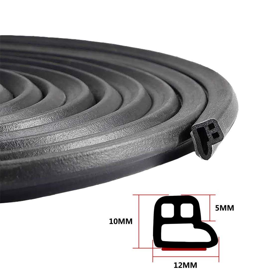 CloudBuyer 19.7FT Black Self-Adhesive Car Weather Stripping, Door Rubber Seal Strip for Noise Insulation (47/100 x 2/5)